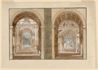 Progetti scenici, vedute nei cortili del palazzo da Unbekannt
