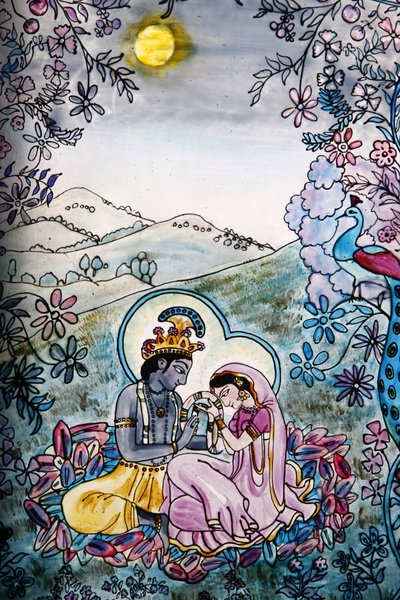 Vetrata nel tempio Iskcon: Krishna e Rada, Londra, Gran Bretagna da Unbekannt