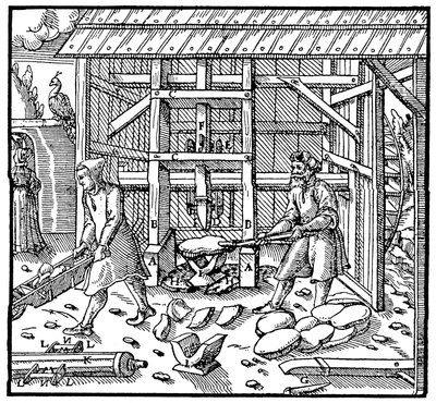 Stampo per rompere le torte di cupellazione di rame per ulteriori raffinazioni, 1556 da Unbekannt