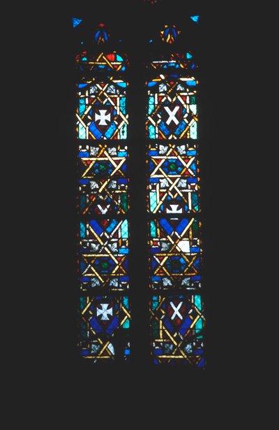 Stella di David in una finestra di vetro colorato di una chiesa, Barcellona, Spagna da Unbekannt