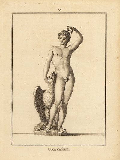 Statua del giovane pastore Ganimede, rapito da Zeus, con un
