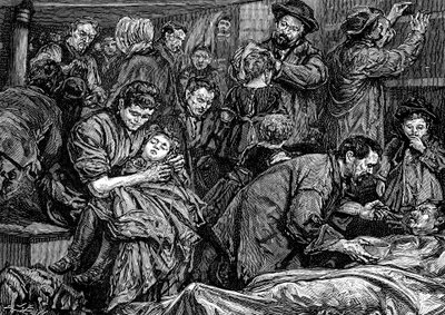 Passeggeri di terza classe su un piroscafo atlantico diretto in America, c. 1850 da Unbekannt