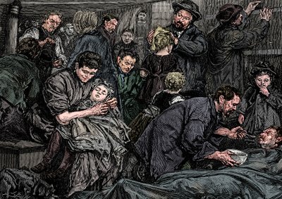 Passeggeri di terza classe su un piroscafo atlantico diretto in America, c1850 da Unbekannt