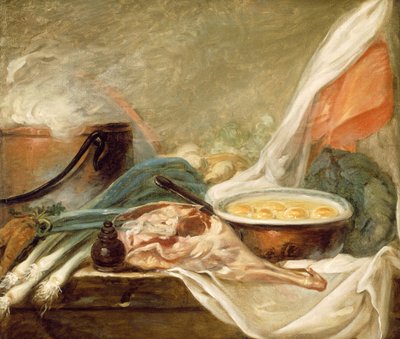 Natura morta con uova e cosciotto di montone, 1780-90 da Unbekannt