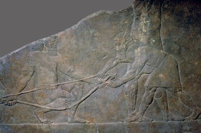 Pannello di pietra dal Palazzo Nord di Assurbanipal, Ninive, Iraq settentrionale, Neo-Assiro, c. 645 a.C. da Unbekannt