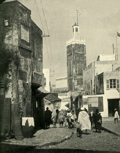 Scena di strada a Tangeri, con moschea da Unbekannt
