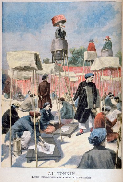 Studenti che fanno un esame di scrittura, Tonkin, Vietnam, 1895 da Unbekannt