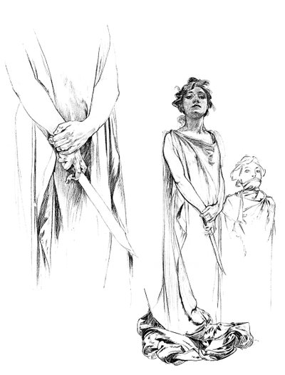 Studi a matita per il poster di Medea, 1899 da Unbekannt