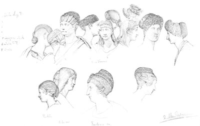Studi di acconciature romane nel Museo degli Uffizi, Firenze, c1880-1882 da Unbekannt
