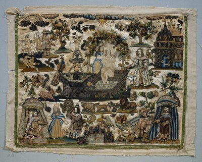 Pannello di ricamo: Storia di Davide e Betsabea, 1658 da Unbekannt