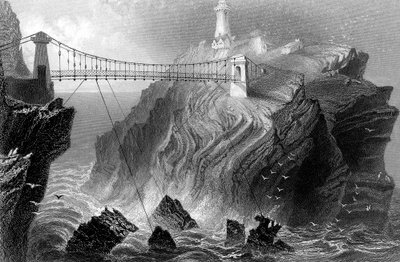 Ponte sospeso al faro di South Stack vicino a Holyhead, Galles, c. 1860 da Unbekannt