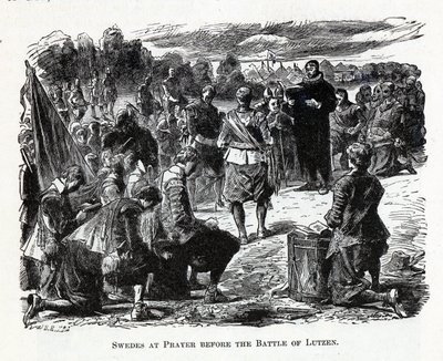 Svedesi in preghiera prima della battaglia di Lützen, 1882 da Unbekannt