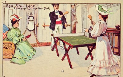 Ping pong a bordo di una nave passeggeri della Red Star Line, 1907 da Unbekannt