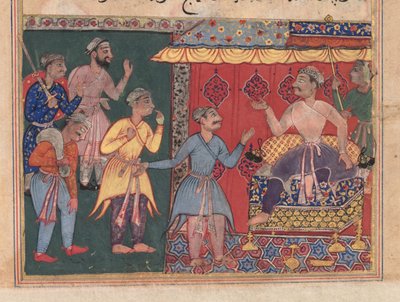 Racconti di un pappagallo Tuti-nama: La dodicesima notte: Il re Bhojaraja cerca invano di accertare..., c. 1 da Unbekannt