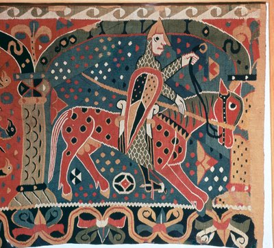 Frammento di arazzo che mostra un cavaliere vichingo da Unbekannt