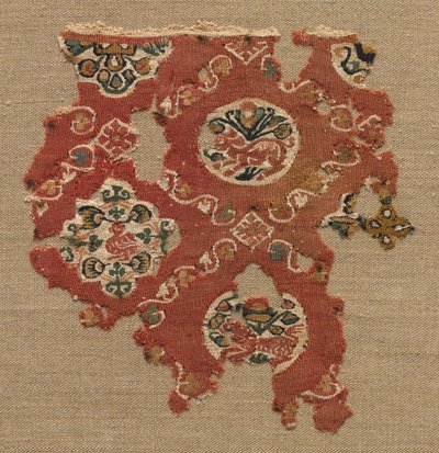 Arazzo con reticolo di animali in medaglioni, 600-700 da Unbekannt