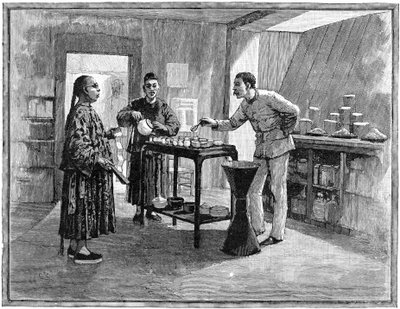 Degustazione del tè in Cina, 1888 da Unbekannt