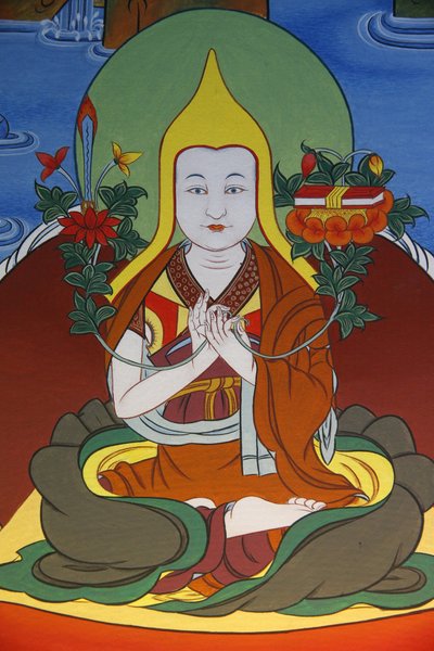 Tempio dei Mille Buddha Dashang Kagyu Ling, dipinto Monaco che prega, La Boulaye, Francia da Unbekannt