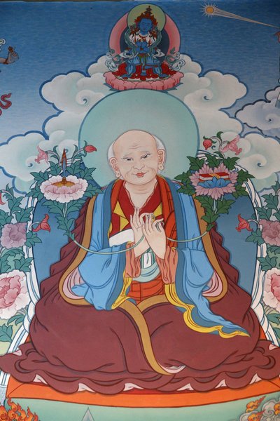Tempio dei Mille Buddha, congregazione Dashang Kagyu Ling, dipinto di un monaco che prega, La Boulaye, Francia da Unbekannt