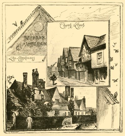 Le Case di Carità, Audley End, e Church Street, Saffron Walden, 1898 da Unbekannt
