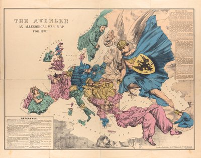 Il Vendicatore: Una mappa allegorica della guerra per il 1877, 1876-1877 da Unbekannt