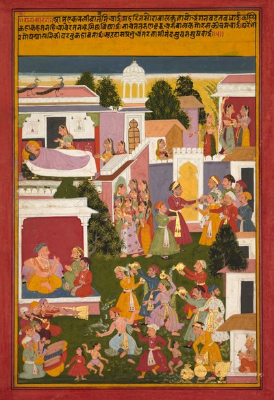 La nascita di Krishna, da un Sursagar di Surdas da Unbekannt
