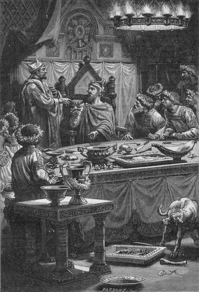 Il Vescovo di Laon giura fedeltà a Carlo, Duca di Lorena, X secolo, 1909 da Unbekannt
