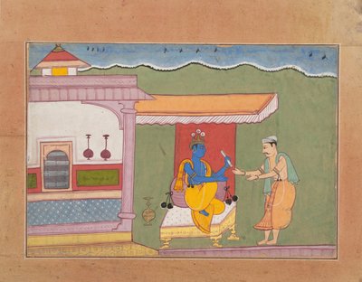 Il bramino consegna la lettera di Rukmini a Krishna da Unbekannt