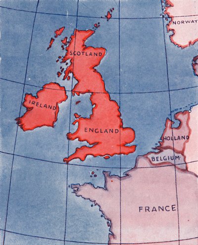 Le Isole Britanniche e la Francia, Belgio e Olanda a mezzogiorno in piena estate da Unbekannt