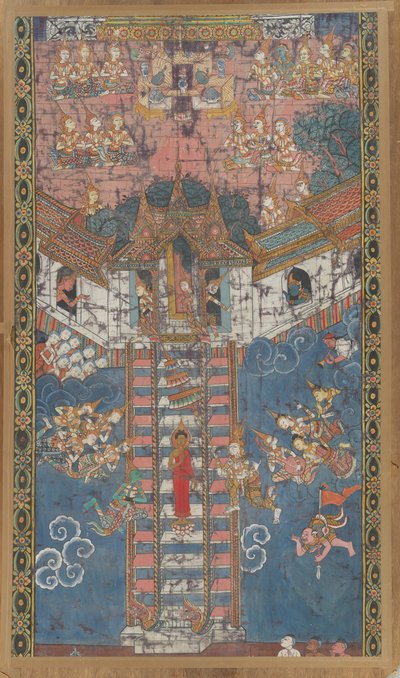 Il Buddha che scende dal cielo di Trayastrimsa a Sankissa da Unbekannt