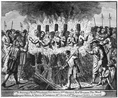 Il rogo di Richard Woodman e altri nove martiri protestanti, a Lewes nel Sussex da Unbekannt