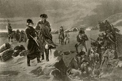 Il campo a Valley Forge. Mantelli degli ufficiali e coperte olandesi per i soldati, c1777, 1937 da Unbekannt