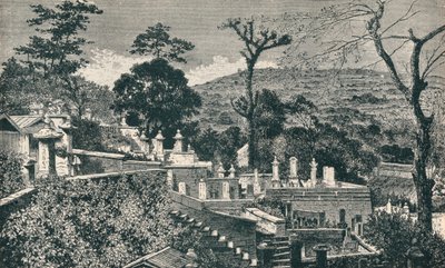 La collina del cimitero a Nagasaki, Giappone, prima dell