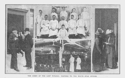 I cuochi del Titanic perduto e visitatori agli uffici della White Star, 20 aprile 1912 da Unbekannt