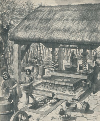 Il torchio per il sidro nel Medioevo, c1934 da Unbekannt