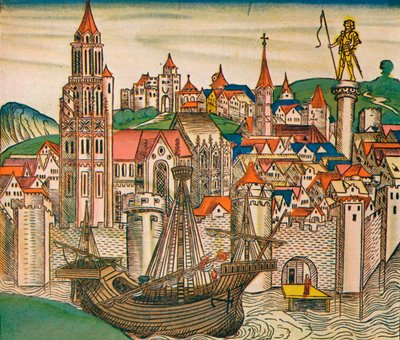 La città di Treviso con una caracca, 1493 da Unbekannt