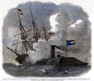 La guerra civile in America - Scontro navale a Hampton Roads da Unbekannt