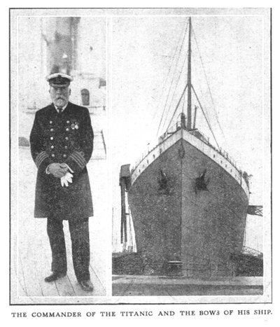 Il comandante del Titanic e la prua della sua nave, 20 aprile 1912 da Unbekannt