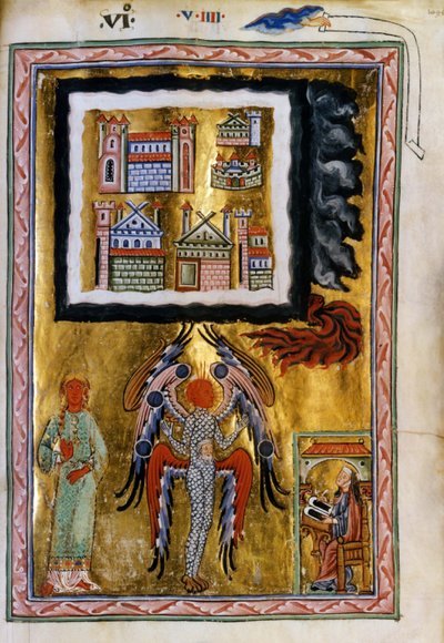 Il completamento del cosmo Visione dal Liber Divinorum Operum, ca 1220-1230 da Unbekannt