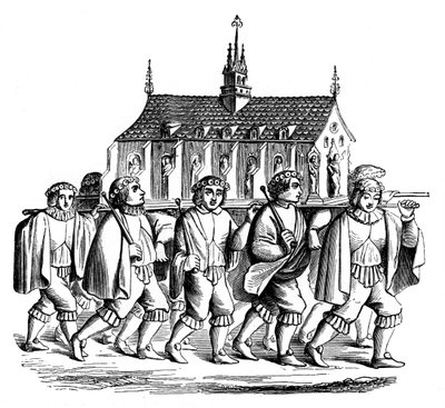 La Corporazione degli Orafi di Parigi che trasporta il Santuario di Santa Genoveffa, XVII secolo, 1870 da Unbekannt