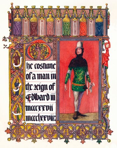 Il costume di un uomo nel regno di Edoardo III, c1353 da Unbekannt