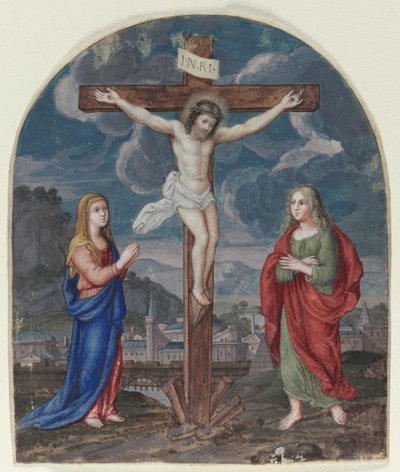 La crocifissione: miniatura estratta da un libro di preghiere, c. 1540-1550 da Unbekannt