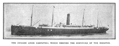 Il transatlantico Cunard Carpathia che ha salvato i sopravvissuti del disastro, 20 aprile 1912 da Unbekannt