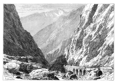Il passo di Darial al confine tra Russia e Georgia, 1895 da Unbekannt
