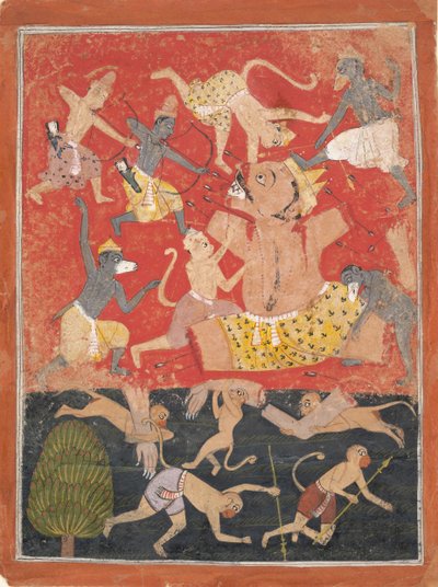 Il demone Kumbhakarna è sconfitto da Rama e Lakshmana da Unbekannt