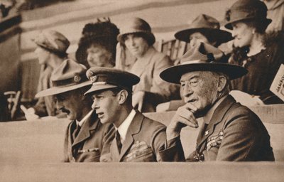 Il Duca di York, poi Re Giorgio VI, con Lord Baden-Powell a un Jamboree, Wembley, 1924 da Unbekannt