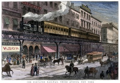 La ferrovia sopraelevata, Third Avenue, New York, 1879 da Unbekannt