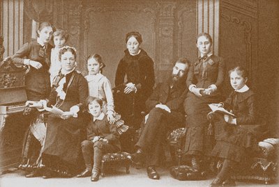 La famiglia del collezionista, mecenate e fondatore della galleria Pavel Tretyakov da Unbekannt