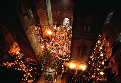 La festa della Dormizione della Madre di Dio nel Monastero della Trinità di San Sergio a Sergiyev Posad da Unbekannt