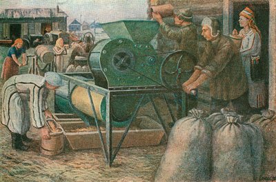La lotta per il raccolto: selezione dei semi in una fattoria collettiva di Mordva, 1933 da Unbekannt